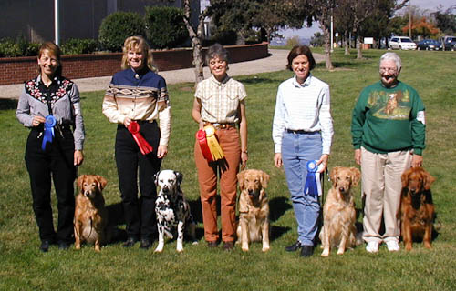 Susan Westover and Deja, Becky Luft and Hayden, Terry Southard and Dixie, Susan Bates and Favor, and Joan Folla and Comet. Photo by Bill Anderson.